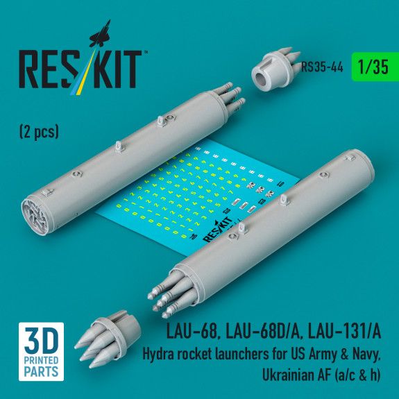 1:35 LAU-68, LAU-68D/A, LAU-131/A Hydra rocket launchers for US Army & Navy, Ukrainian AF (a/c & h) (2pcs)
