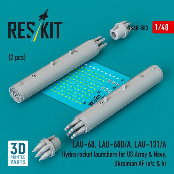 1:48 LAU-68, LAU-68D/A, LAU-131/A Hydra rocket launchers for US Army & Navy, Ukrainian AF (a/c & h) (2pcs)