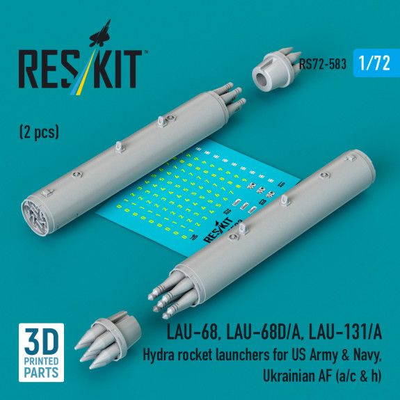 1:72 LAU-68, LAU-68D/A, LAU-131/A Hydra rocket launchers for US Army & Navy, Ukrainian AF (a/c & h) (2 pcs)