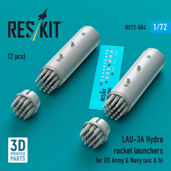1:72 LAU-3A Hydra rocket launchers for US Army & Navy (a/c & h) (2pcs)
