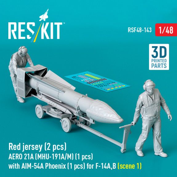 1:48 Red jersey (2 pcs) AERO 21A (MHU-191A/M) (1 pcs) with AIM-54A Phoenix (1 pcs) for F-14A,B (scene 1)