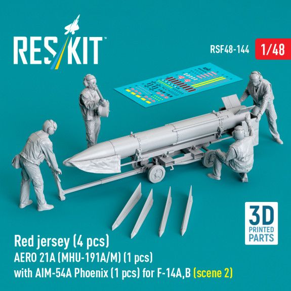 1:48 Red jersey (4 pcs) AERO 21A (MHU-191A/M) (1 pcs) with AIM-54A Phoenix (1 pcs) for F-14A,B (scene 2)