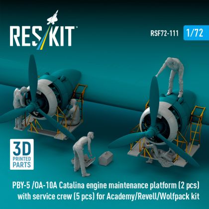 1:72 PBY-5 /OA-10A Catalina engine maintenance platform (2 pcs) with service crew (5 pcs) for Academy/Revell/Wolfpack kit