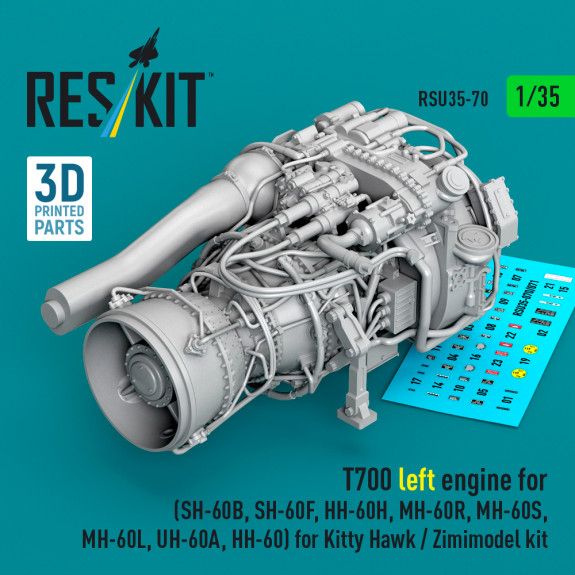 1:35 T700 left engine (SH-60B, SH-60F, HH-60H, MH-60R, MH-60S, MH-60L, UH-60A, HH-60) for Kitty Hawk / Zimimodel kit