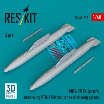 1:48 MiG-29 Fulcrum underwing PTB-1150 fuel tanks with wing pylons (2 pcs)