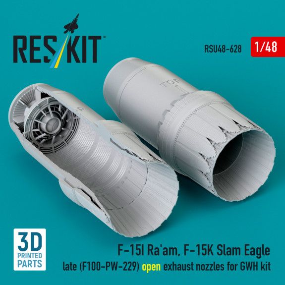 1:48 F‑15I Ra'am, F‑15K Slam Eagle late (F100-PW-229) open exhaust nozzles for GWH kit