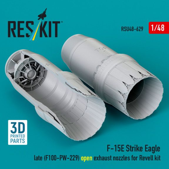 1:48 F‑15E Strike Eagle late (F100-PW-229) open exhaust nozzles for Revell kit