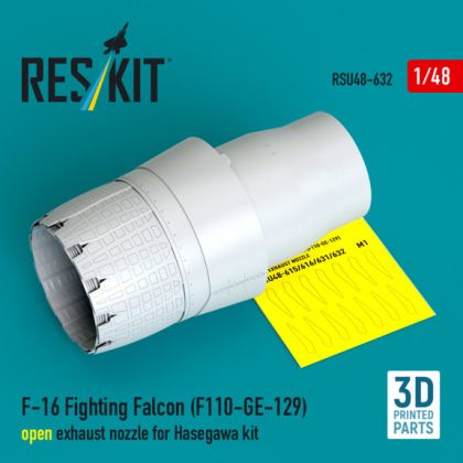 1:48 F-16 Fighting Falcon (F110-GE-129) open exhaust nozzle for Hasegawa kit