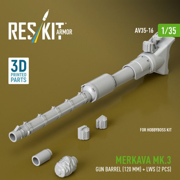 1:35 Merkava Mk.3 gun barrel (120 mm) + LWS (2 pcs) for HobbyBoss Kit
