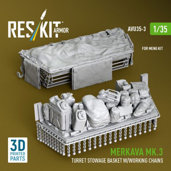1:35 Merkava Mk.3 turret stowage basket w/working chains for Meng kit