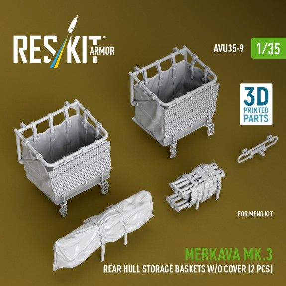1:35 Merkava Mk.3 rear hull storage baskets w/o cover (2 pcs) for Meng kit