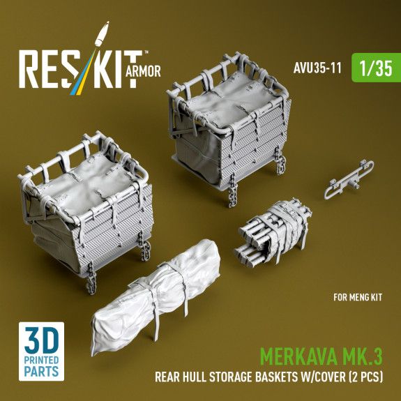 1:35 Merkava Mk.3 rear hull storage baskets w/cover (2 pcs) for Meng kit
