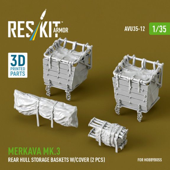 1:35 Merkava Mk.3 rear hull storage baskets w/cover (2 pcs) for HobbyBoss kit