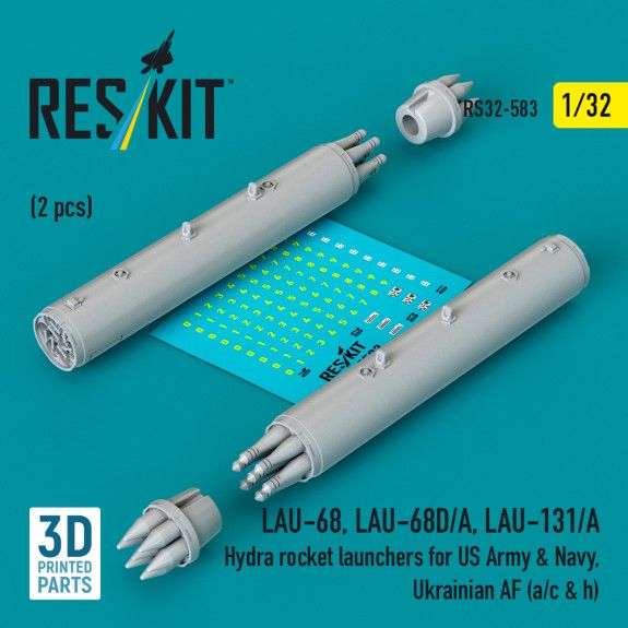 1:32 LAU-68, LAU-68D/A, LAU-131/A Hydra rocket launchers for US Army & Navy, Ukrainian AF (a/c & h) (2 pcs)