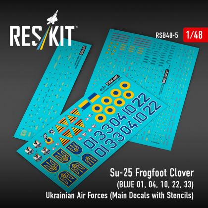 1:48 Su-25 Frogfoot Clover (BLUE 01, 04, 10, 22, 33) Ukrainian Air Forces (Main Decals with Stencils)