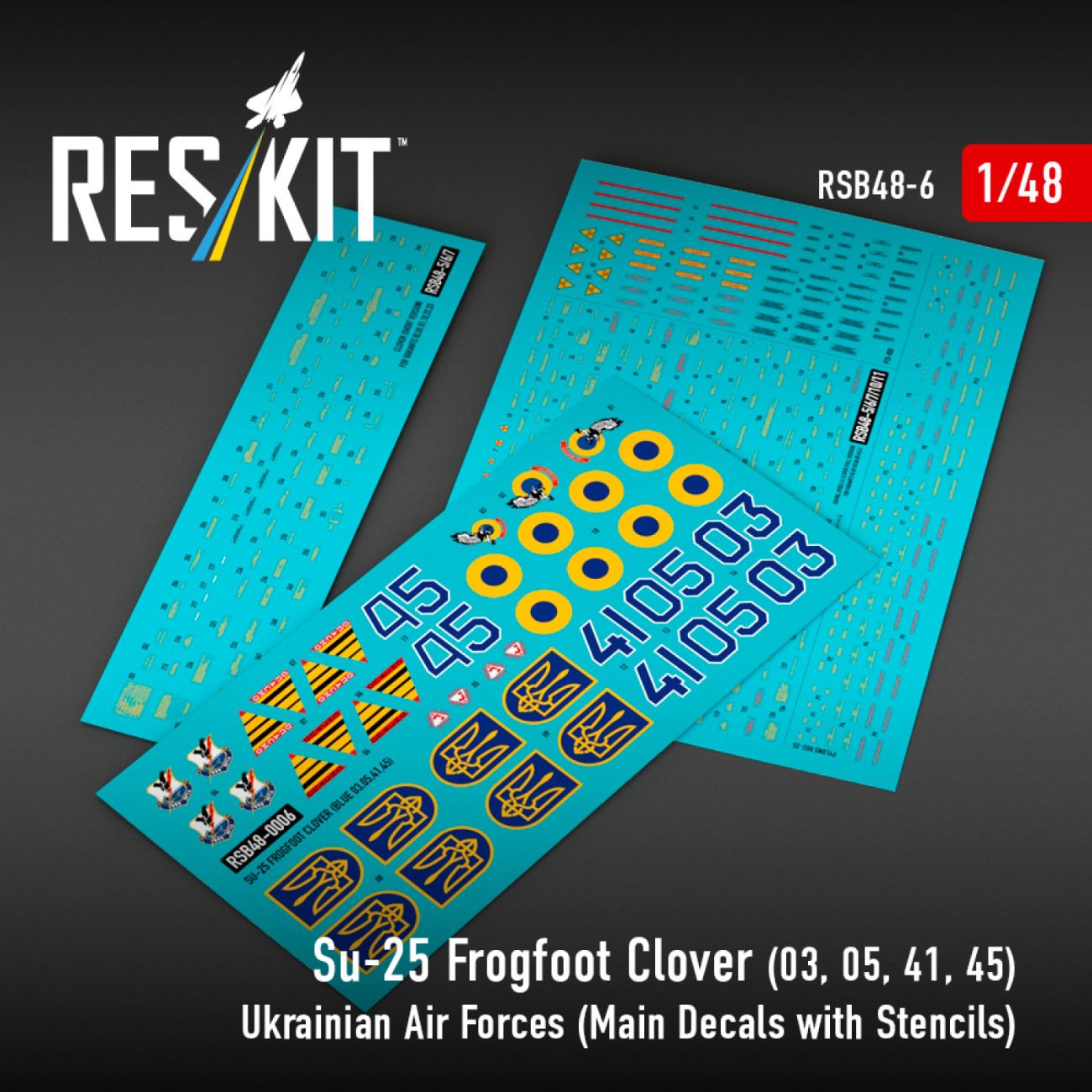 1:48 Su-25 Frogfoot Clover (BLUE 03, 05, 41, 45) Ukrainian Air Forces (Main Decals with Stencils)