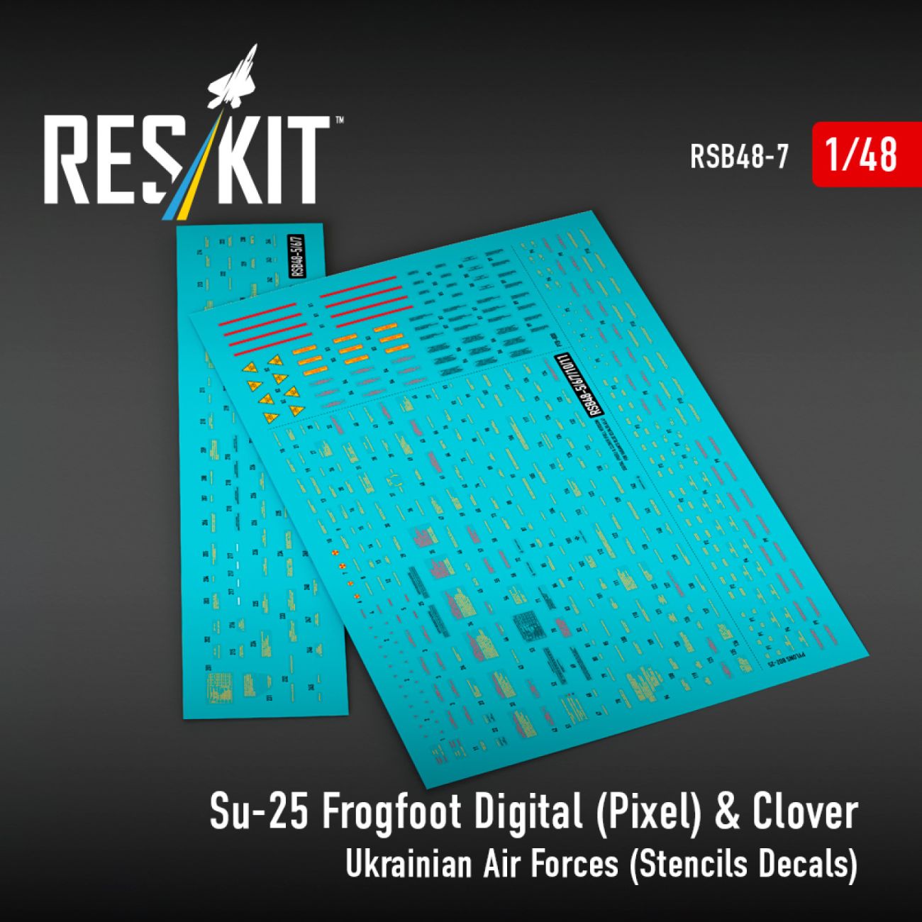 1:48 Su-25 Frogfoot Digital (Pixel) & Clover Ukrainian Air Forces (Stencils Decals)