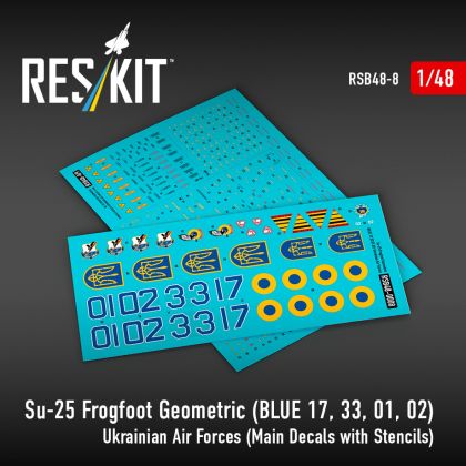1:48 Su-25 Frogfoot Geometric (BLUE 17, 33, 01, 02) Ukrainian Air Forces (Main Decals with Stencils)