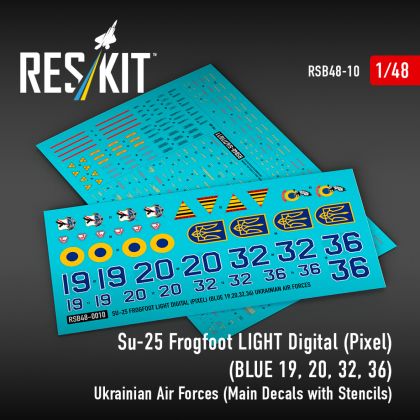 1:48 Su-25 Frogfoot LIGHT Digital (Pixel) (BLUE 19, 20, 32, 36) Ukrainian Air Forces (Main Decals with Stencils)