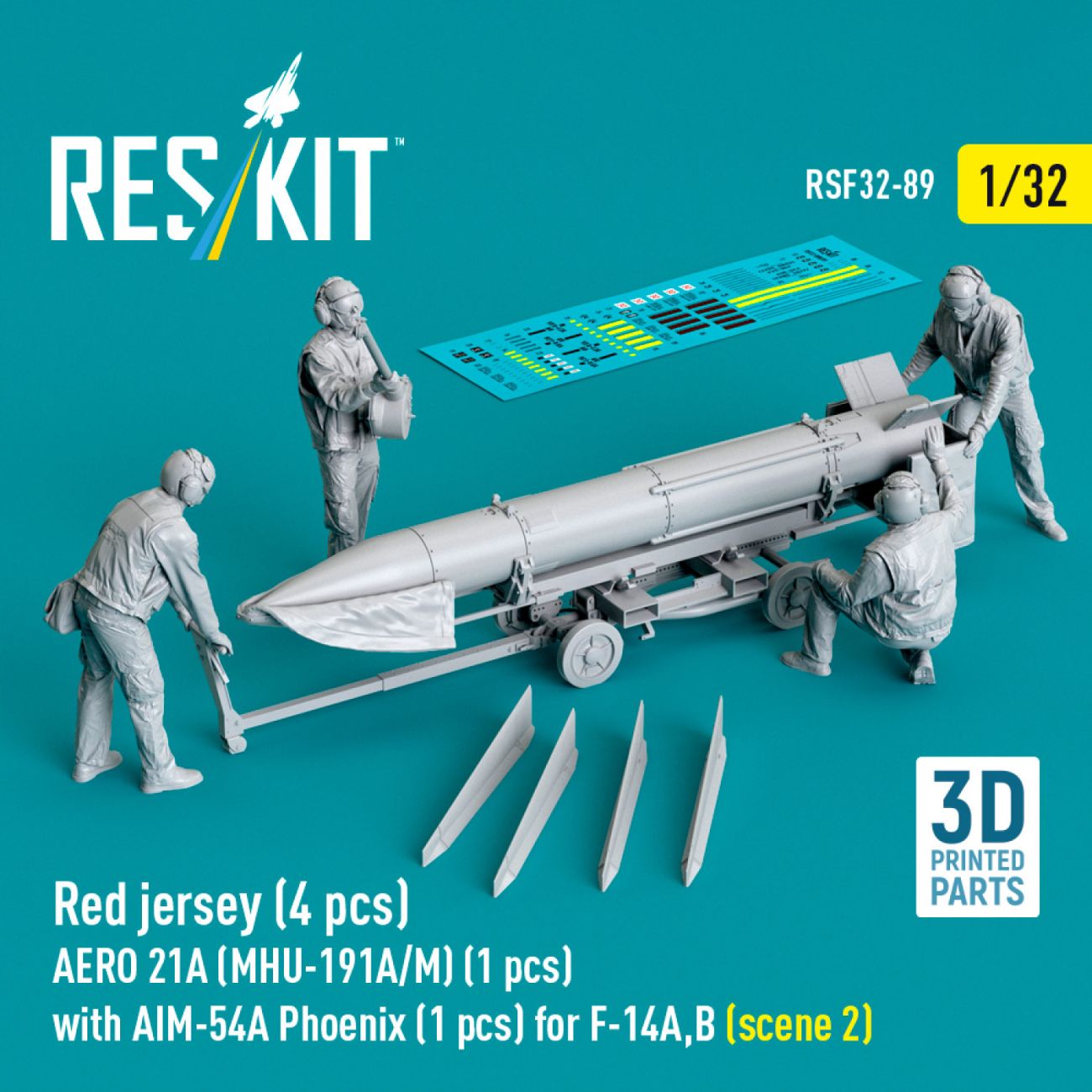 1:32 Red jersey (4 pcs) AERO 21A (MHU-191A/M) (1 pcs) with AIM-54A Phoenix (1 pcs) for F-14A,B (scene 2)