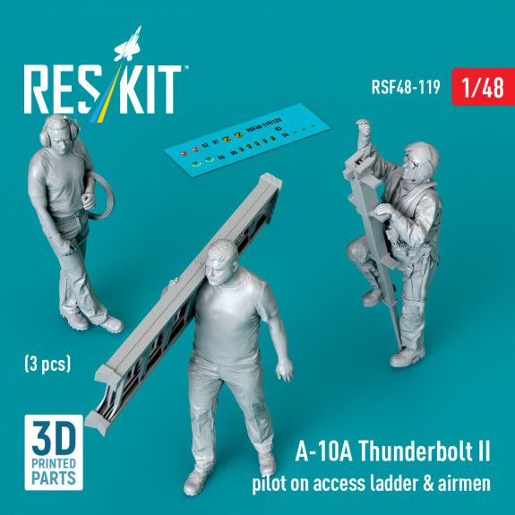 1:48 A-10A Thunderbolt II pilot on access ladder & airmen (3 pcs)