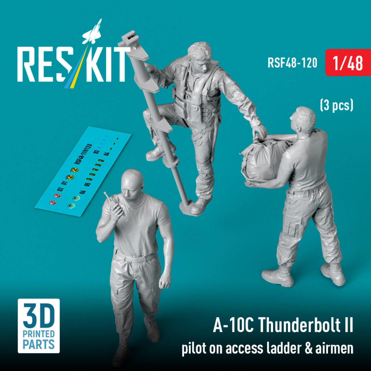 1:48 A-10C Thunderbolt II pilot on access ladder & airmen (3 pcs)