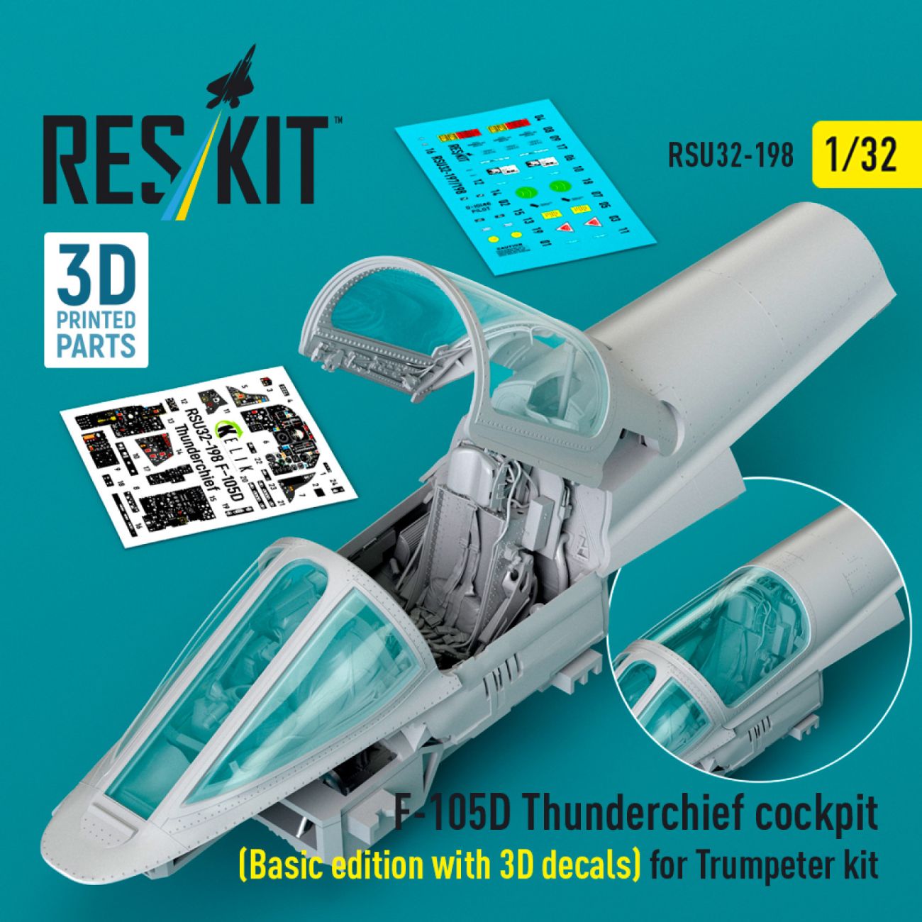 1:32 F-105D Thunderchief cockpit (Basic edition with 3D decals) for Trumpeter kit