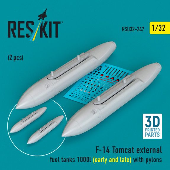 1:32 F-14 Tomcat external fuel tanks 1000l (early and late) with pylons (2pcs)