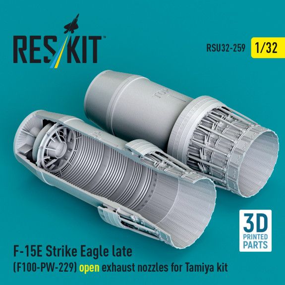 1:32 F‑15E Strike Eagle late (F100-PW-229) open exhaust nozzles for Tamiya kit