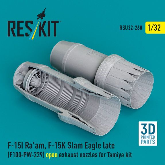 1:32 F‑15I Ra'am, F‑15K Slam Eagle late (F100-PW-229) open exhaust nozzles for Tamiya kit