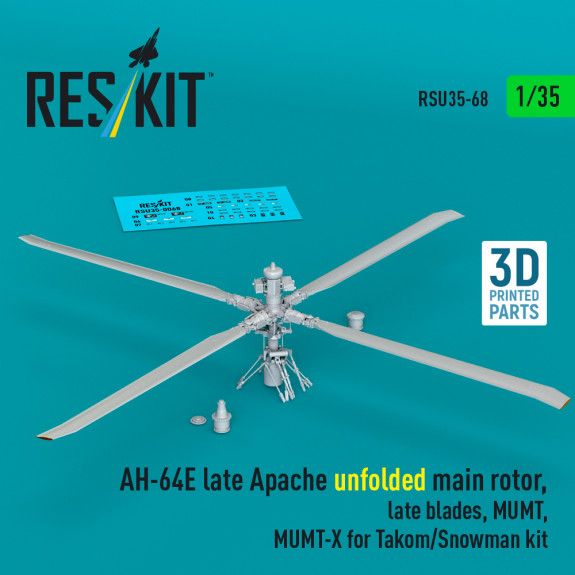 1:35 AH-64E late Apache unfolded main rotor, late blades, MUMT, MUMT-X for Takom/Snowman kit