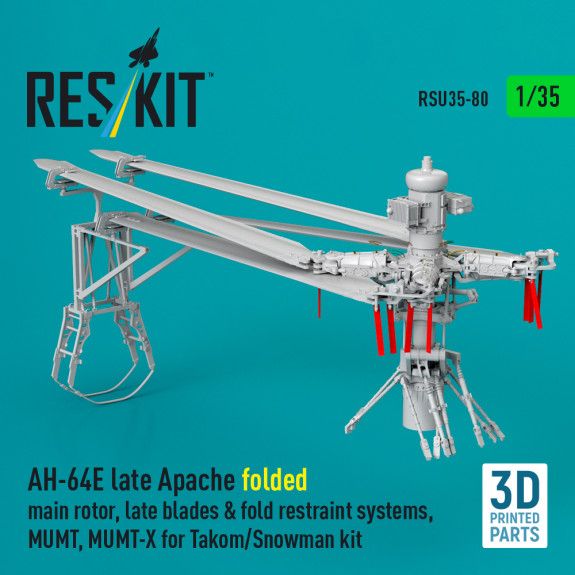 1:35 AH-64E late Apache folded main rotor, late blades & fold restraint systems, MUMT, MUMT-X for Takom/Snowman kit