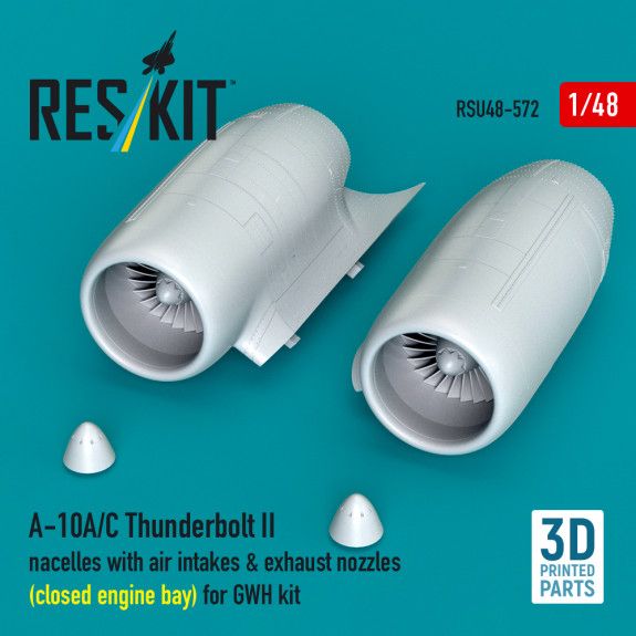 1:48 A-10A/C Thunderbolt II nacelles with air intakes & exhaust nozzles (close engine bay) for GWH kit
