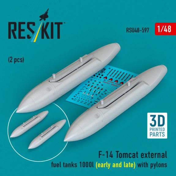 1:48 F-14 Tomcat external fuel tanks 1000l (early and late) with pylons (2 pcs)