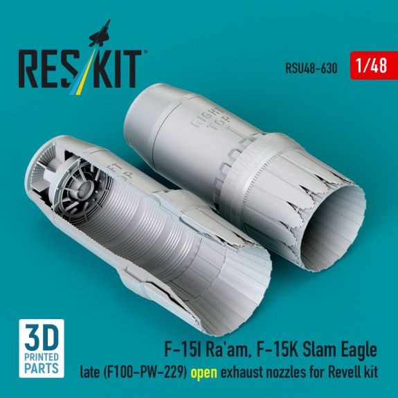 1:48 F‑15I Ra'am, F‑15K Slam Eagle late (F100-PW-229) open exhaust nozzles for Revell kit
