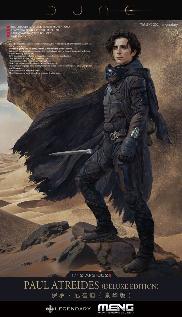 1:12 Dune Paul Atreides (Deluxe Edition) (Includes Desert Display Base And Poseable Cloth Cape)
