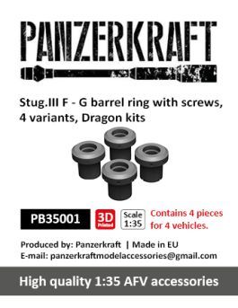 1:35 Stug.III F - G barrel ring with screws, 4 variants, for 4 vehicles, Dragon kits