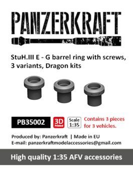 1:35 StuH.III E - G barrel ring with screws, 3 variants, for 3 vehicles, Dragon kits