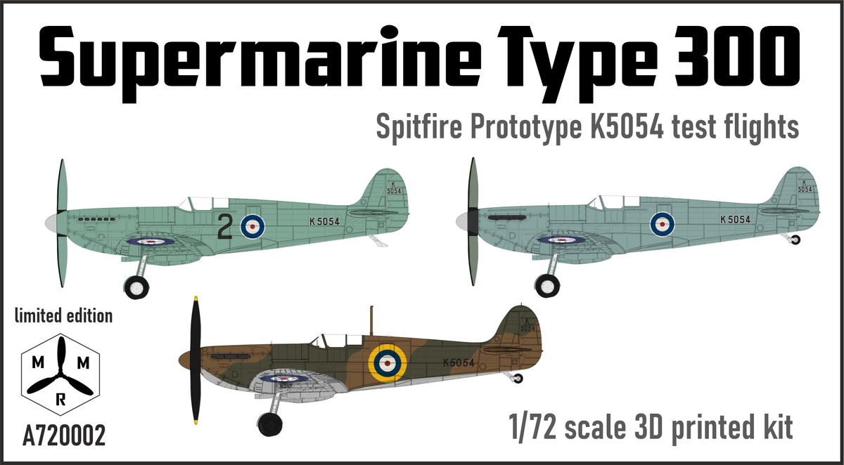 1:72 Supermarine Spitfire Prototype K5054 - Stages 2,3 and 4 (Test Flights)