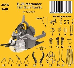 1:48 B-26 Marauder Tail Gun Turret for ICM kits