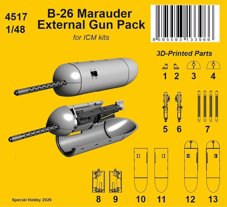 1:48 B-26 Marauder Tail Gun Turret for ICM kits
