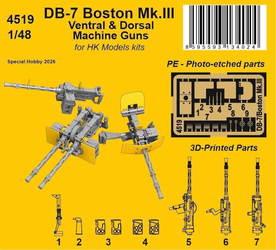 1:48 DB-7 Boston Mk.III Ventral & Dorsal Machine Guns for HK Models kits