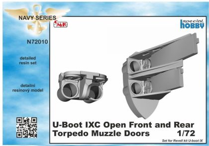 1:72 U-Boot IX Open Front and Rear Torpedo Muzzle Doors, for Revell kit
