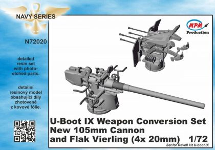 1:72 U-Boot IX Weapon Conversion set new 105mm cannon and Flak Vierling for REV