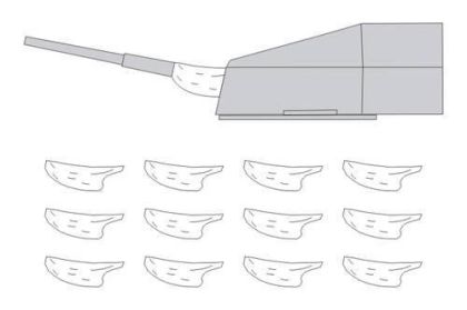 1:200 Bismarck Secondary Armament Blast Bags for Trumpeter kit - (12 Pcs.)