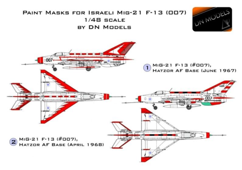 1:48 Paint Masks For IAF MiG-21 F-13 (#007)