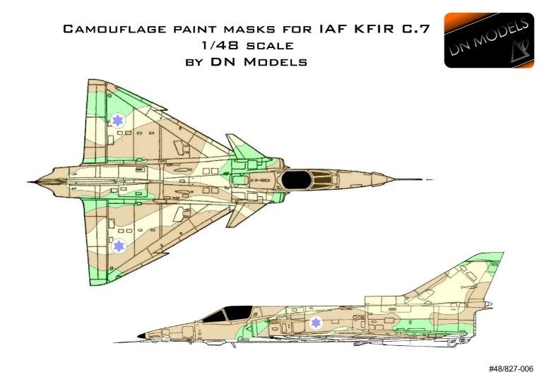 1:48 Camouflage Paint Masks For IAF KFIR C.7
