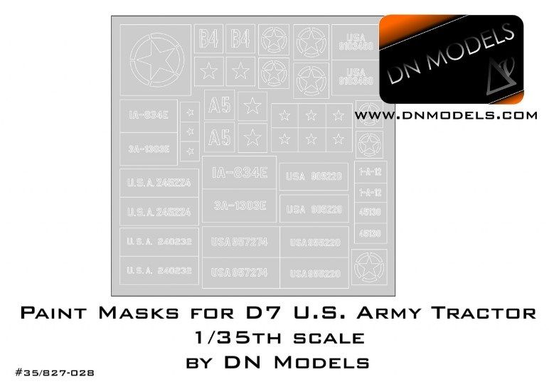 1:35 Paint Masks For D7 U.S. Army Tractor