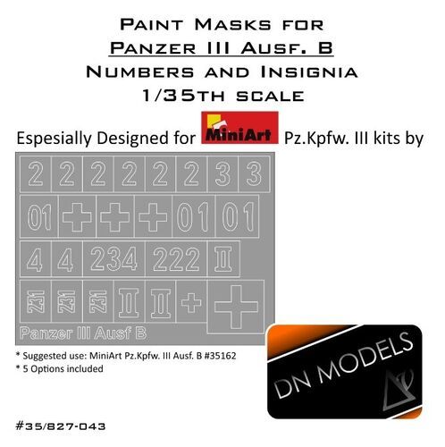 1:35 Paint Masks Set Pz.Kpfw. III Ausf. B - Numbers And Insignia