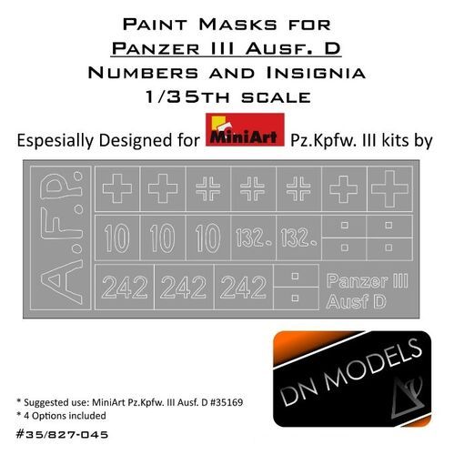 1:35 Paint Masks Set Pz.Kpfw. III Ausf. D - Numbers And Insignia